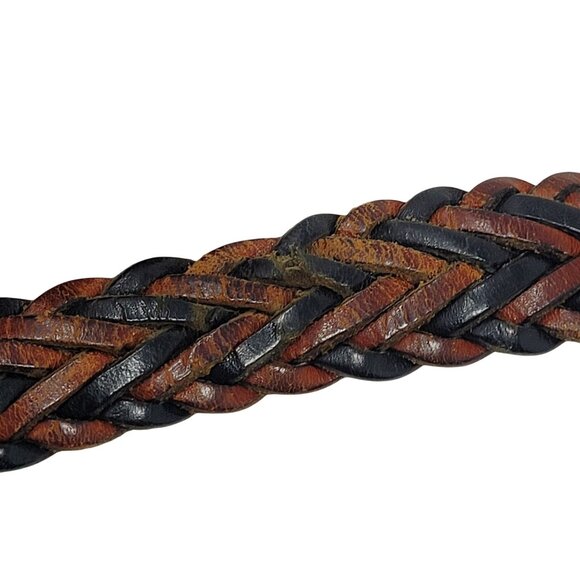 Vtg Handmade Western Braided Leather Belt Sz L Dark Brown Black 38" Turkey - Picture 7 of 14